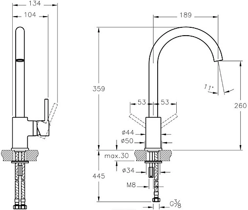 Смеситель для кухни VitrA Minimax S никель A4209134EXP