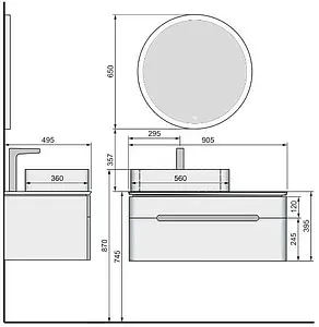 Тумба-умывальник подвесная Jorno Shine 90 белый Shi.01.90/P/W+7050H-805 Тумба-умывальник подвесная Jorno Shine 90 белый Shi.01.90/P/W+7050H-805, 2