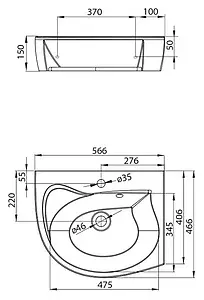 Раковина Ravak Rosa 56 R белый XJ2P1100000 Раковина Ravak Rosa 56 R белый XJ2P1100000, 2