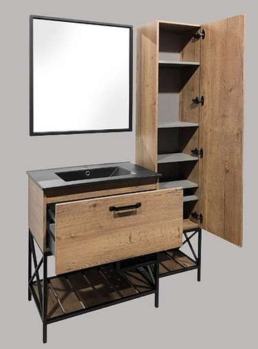 Тумба-умывальник напольная Comforty Бредфорд 75 дуб тёмный/чёрный 00004149064CF