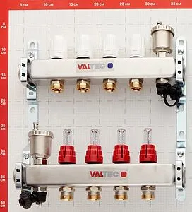 Группа коллекторная с расходомерами 4 отвода 1&quot;в/в x ¾&quot;ек Valtec VTc.586.EMNX.0604, 5