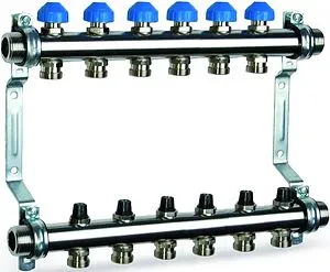 Группа коллекторная без расходомеров 6 отводов 1"н/н x ¾"ек Watts HKV 2010-VA 10012359 Группа коллекторная без расходомеров 6 отводов 1"н/н x ¾"ек Watts HKV 2010-VA 10012359, 1