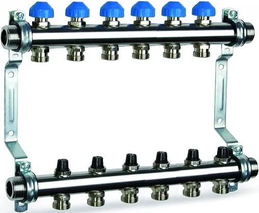 Группа коллекторная без расходомеров 6 отводов 1&quot;н/н x ¾&quot;ек Watts HKV 2010-VA 10012359