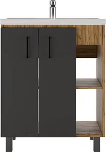 Тумба-умывальник напольный Домино Craft 70 графит/дуб вотан DCr2210T+4620008197746, 3