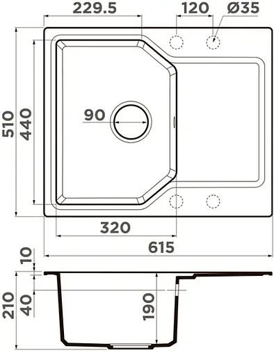 Мойка кухонная Omoikiri Yonaka 61-BL черный 4993638