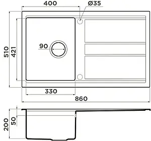 Мойка кухонная Omoikiri Kitagawa 86-WH белый 4993493 Мойка кухонная Omoikiri Kitagawa 86-WH белый 4993493, 2