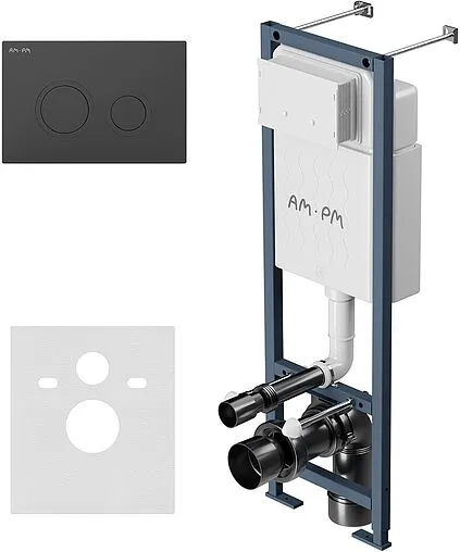 Инсталляция для подвесного унитаза Set 4 в 1 Am.Pm ErgoFit I012711.0138 с кнопкой черный матовый Инсталляция для подвесного унитаза Set 4 в 1 Am.Pm ErgoFit I012711.0138 с кнопкой черный матовый