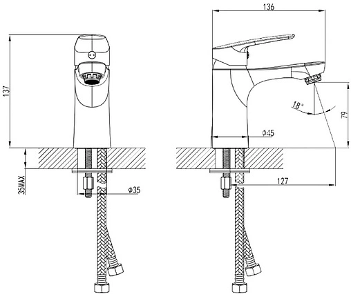 Смеситель для раковины Milardo Horizont хром HORSB00M01 Смеситель для раковины Milardo Horizont хром HORSB00M01