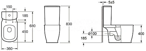 Унитаз-компакт безободковый BelBagno Prado белый BB10150CP+BB10150T