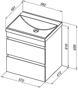 Тумба-умывальник подвесная Aquanet Нота New 60 дуб светлый 00334197+00204117 Тумба-умывальник подвесная Aquanet Нота New 60 дуб светлый 00334197+00204117, 2