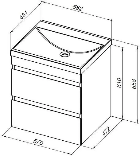 Тумба-умывальник подвесная Aquanet Нота New 60 дуб светлый 00334197+00204117