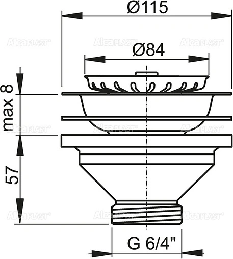 Выпуск с корзиной для мойки AlcaPlast полированная сталь A37