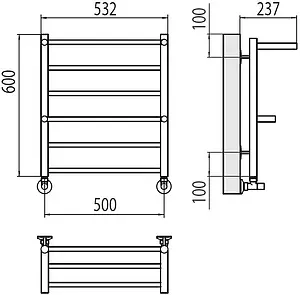 Полотенцесушитель водяной лесенка Terminus Анкона П6 500х600 полированная сталь 4670078529954, 2