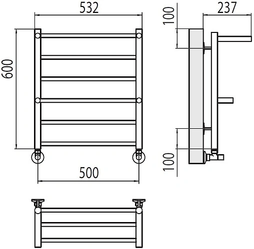 Полотенцесушитель водяной лесенка Terminus Анкона П6 500х600 полированная сталь 4670078529954