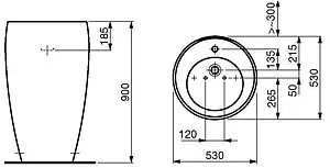 Раковина Laufen Alessi One 53 c покрытием LCC белый 8.1197.2.400.104.1, 2