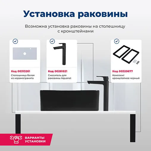 Раковина Aquanet Perfect 40.5 черный матовый PERFECT-1-MB