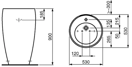 Раковина Laufen Alessi One 53 c покрытием LCC белый 8.1197.2.400.104.1