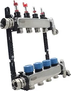 Группа коллекторная с расходомерами 4 отвода 1&quot;в/н x ¾&quot;ек Henco UFH-0605MDSS04, 1