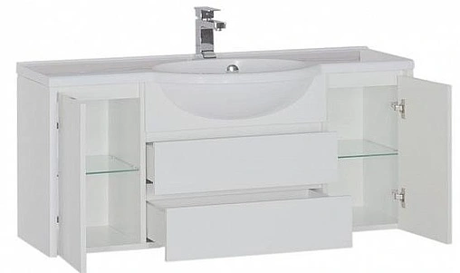 Тумба-умывальник подвесная Aquanet Лайн 120 белый 00164938+00164744