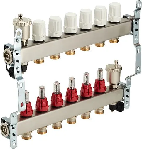 Группа коллекторная с расходомерами 6 отводов 1&quot;в/в x ¾&quot;ек Valtec VTc.586.EMNX.0606