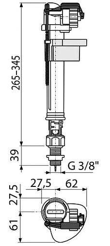 Заливной клапан для бачка ⅜&quot; латунь нижний AlcaPlast A18-⅜&quot;