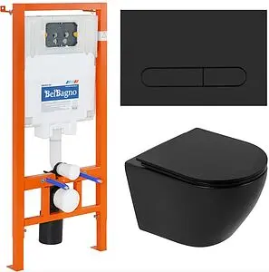 Комплект 5 в 1 BelBagno Colorato BB062CHR-MB/BB062SC-MB/BB002-80/BB007-PR-NERO.M с кнопкой черный матовый Комплект 5 в 1 BelBagno Colorato BB062CHR-MB/BB062SC-MB/BB002-80/BB007-PR-NERO.M с кнопкой черный матовый, 1