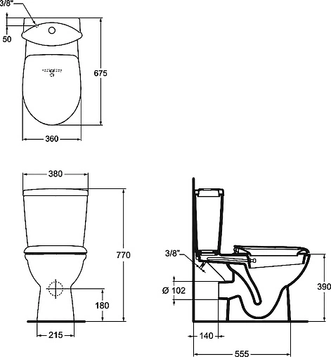 Унитаз-компакт с функцией биде Ideal Standard Oceane белый W906601