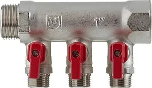 Коллектор запорный проходной 3 отвода 1&quot;в/н x ½&quot;к Valtec VTc.580.N.0603, 4