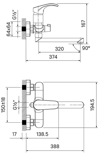 Смеситель для ванны с длинным изливом IDDIS Joker хром JOKSB00i10WA