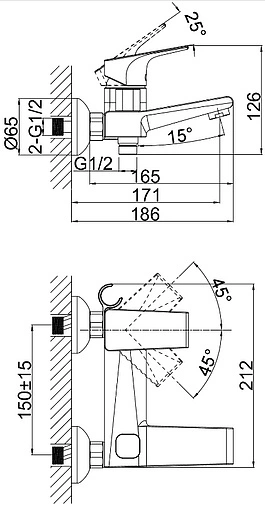 Смеситель для ванны D&amp;K Rhein Hertz хром DA1293201