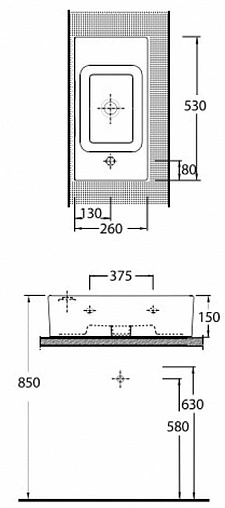 Раковина beWash Ontario 53 L белый 35531101 Раковина beWash Ontario 53 L белый 35531101