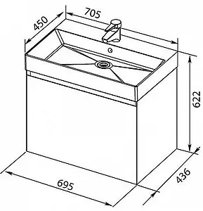 Тумба-умывальник подвесная Aquanet Йорк 70 белый 00202093+ Тумба-умывальник подвесная Aquanet Йорк 70 белый 00202093+, 2