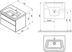 Тумба под умывальник подвесная Ravak 10° II 65 белый X000001286, 2