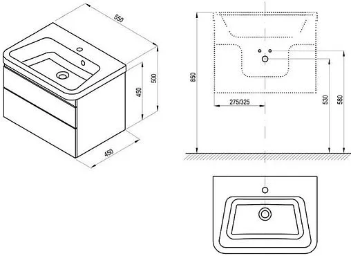 Тумба под умывальник подвесная Ravak 10° II 65 белый X000001286