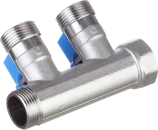 Коллектор запорный проходной 2 отвода синий ¾&quot;в/н x ¾&quot;ек Henco VB050502-BLAUW