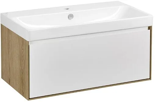 Тумба под умывальник подвесная Aquaton Либерти 90 белый/дуб эльвезия 1A279901LYC70