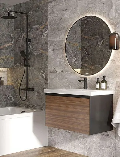 Тумба под умывальник подвесная Cersanit Grande 80 чёрный орех 64760