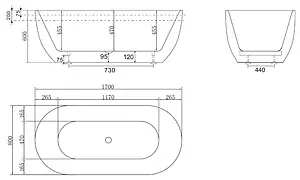 Ванна акриловая отдельностоящая BelBagno 170x80 белый BB70-1700-800 Ванна акриловая отдельностоящая BelBagno 170x80 белый BB70-1700-800, 3