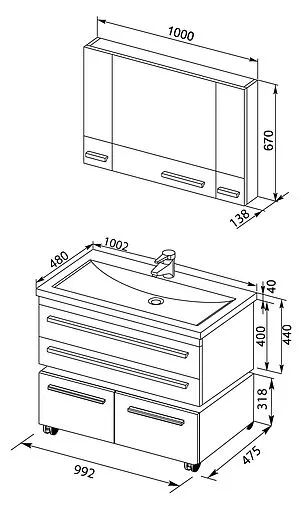 Шкаф-зеркало Aquanet Нота 100 белый 00165372