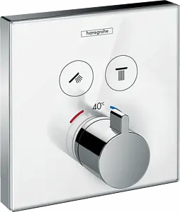Термостат для 2 потребителей Hansgrohe ShowerSelect Glass белый/хром 15738400, 1