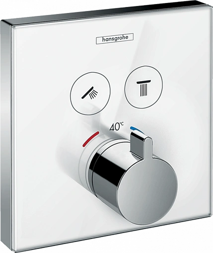 Термостат для 2 потребителей Hansgrohe ShowerSelect Glass белый/хром 15738400