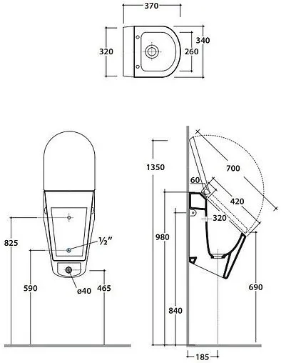 Крышка для писсуара Globo Forty3 белый FO024BI