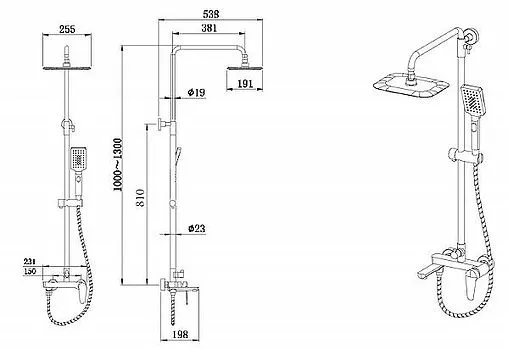 Душевая система со смесителем для ванны Bravat Arden хром F6351385CP-A1-RUS