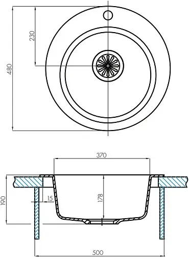 Мойка кухонная Aquaton Иверия 48 серый 1A711032IV230 Мойка кухонная Aquaton Иверия 48 серый 1A711032IV230