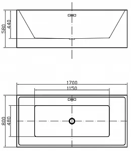 Ванна акриловая отдельностоящая Swedbe Vita 170x80 8822, 3