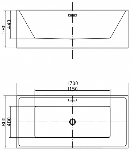 Ванна акриловая отдельностоящая Swedbe Vita 170x80 8822