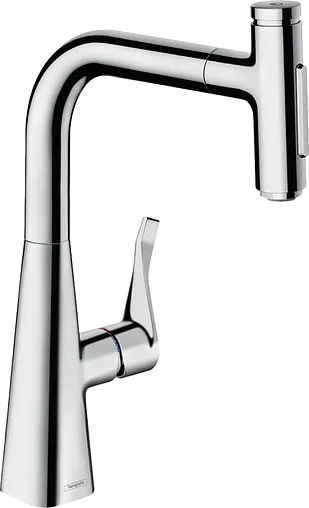 Смеситель для кухни с выдвижным изливом Hansgrohe Metris Select M71 240 2jet sBox хром 73817000