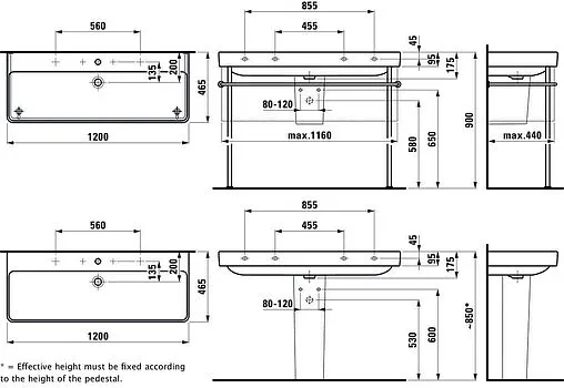 Раковина Laufen Pro 120 белый 8.1496.5.000.104.1