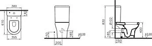 Унитаз-компакт безободковый VitrA Zentrum Open-Back Rim-ex белый 9824B003-7207 Унитаз-компакт безободковый VitrA Zentrum Open-Back Rim-ex белый 9824B003-7207, 2
