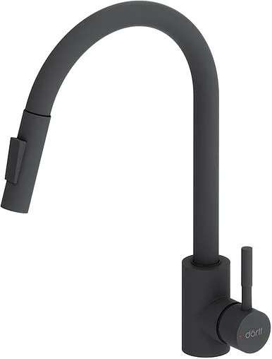 Смеситель для кухни с выдвижным изливом Dorff Logic чёрный матовый D3007522